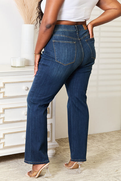 Elastic Waistband Slim Bootcut Jeans