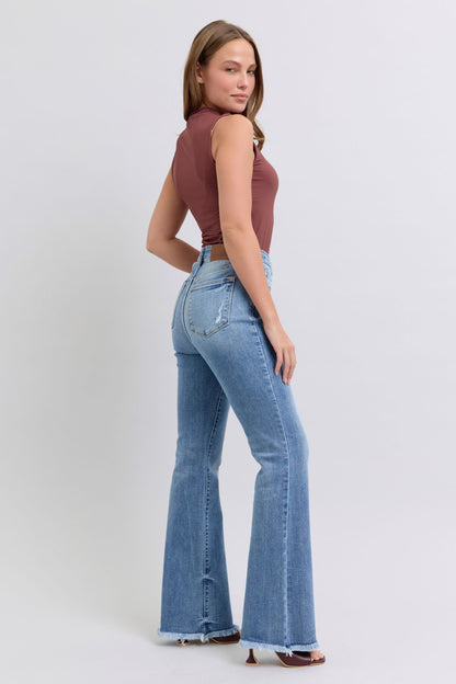 Judy Blue Full Size Raw Hem High Rise Bootcut Jeans