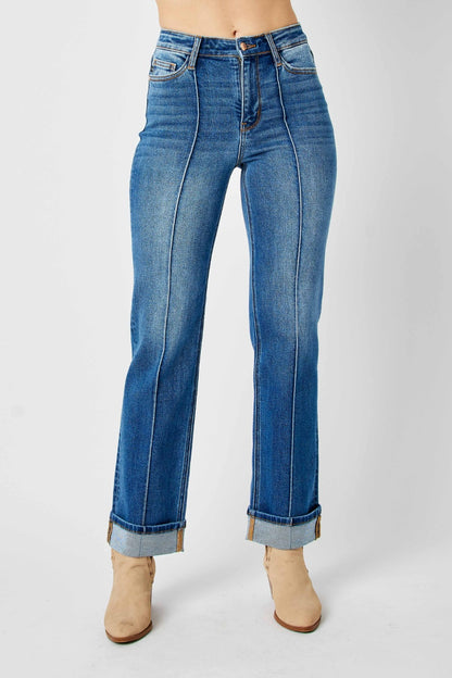 Judy Blue Full Size High Waist Front Seam Detail Straight Jeans