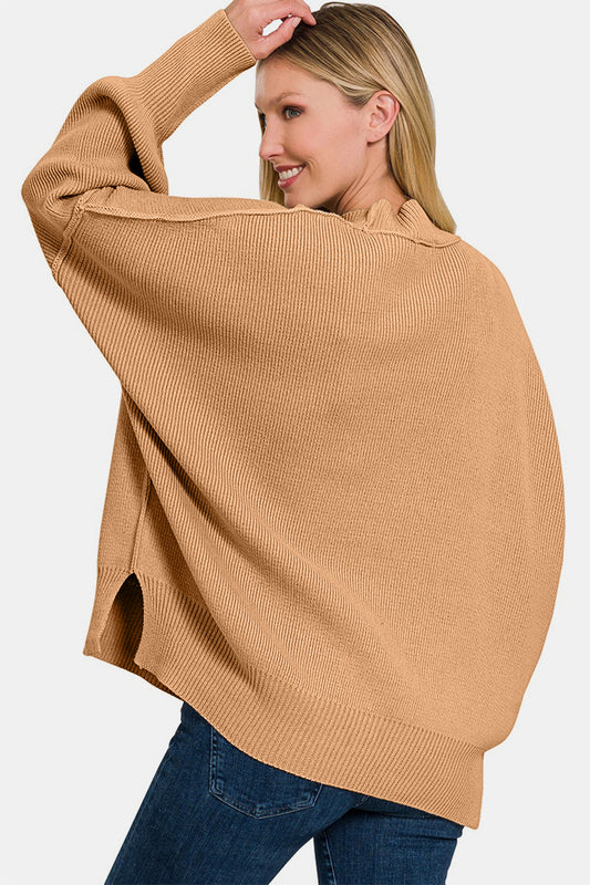 Zenana Side Sit Oversize Sweater