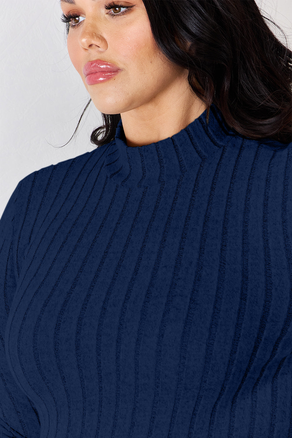 Basic Bae Full Size Ribbed Mock Neck Long Sleeve T-Shirt