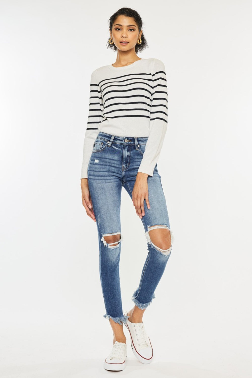 Distressed Raw Hem Ankle Skinny Jeans