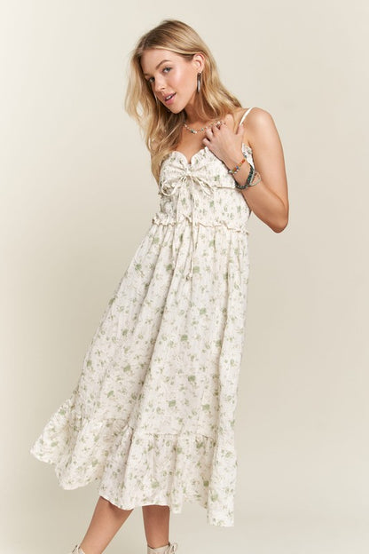 ADORA Smocked Floral Sweetheart Neck Cami Dress