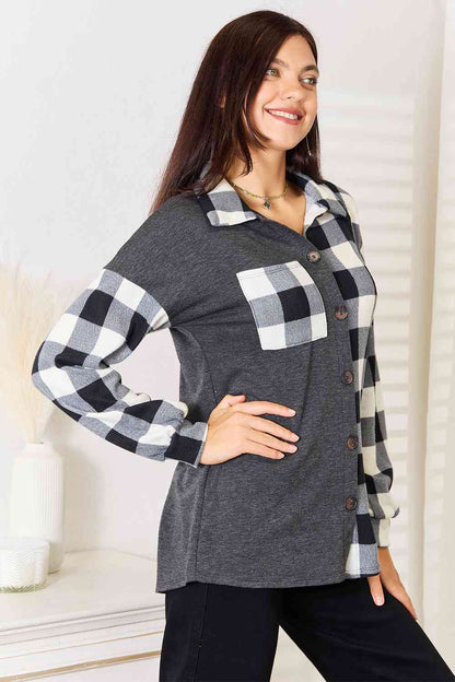 Heimish Solid Plaid Contrast Shacket