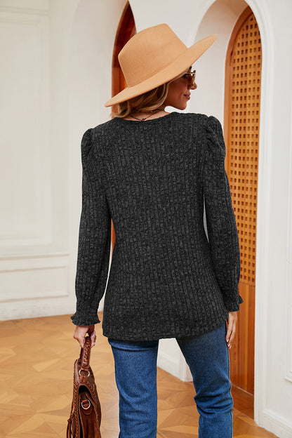 Square Neck Puff Sleeve Top