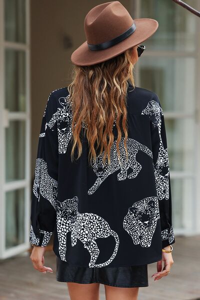 Printed Button Up Long Sleeve Shirt